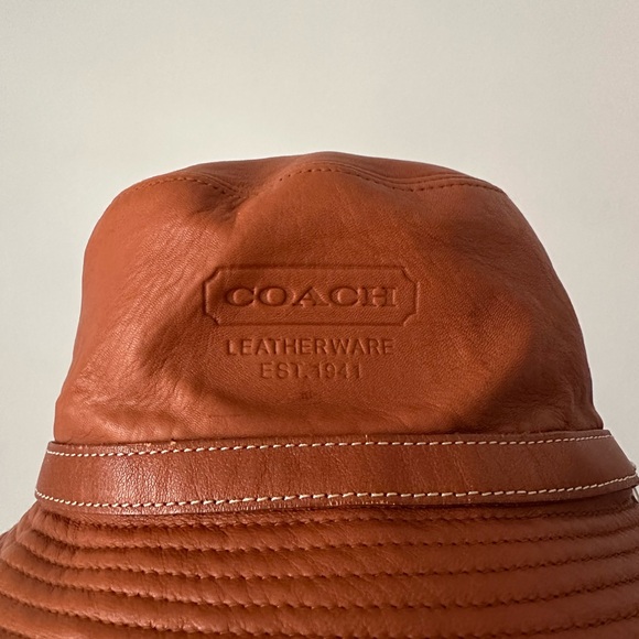 Coach Dark Brown Leather Hat - Picture 1 of 3